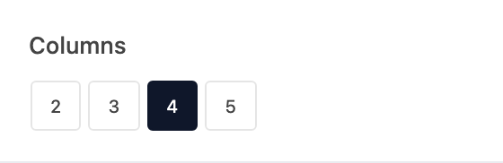 Columns setting in the block editor sidebar