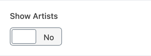 Show Artists setting in the block editor sidebar
