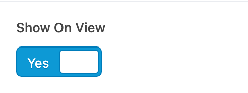 Show On View setting in the block editor sidebar
