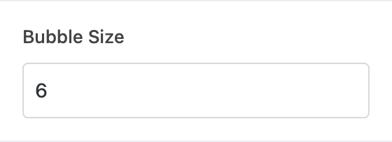Bubble Size setting in the block editor sidebar
