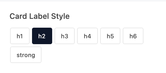 Card Label Style setting in the block editor sidebar