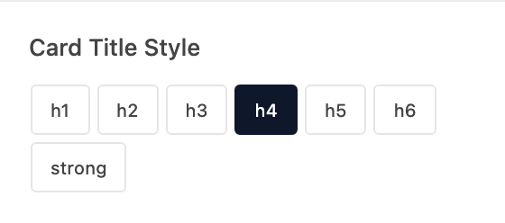 Card Title Style setting in the block editor sidebar