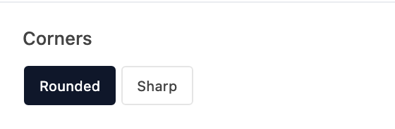 Corners setting in the block editor sidebar