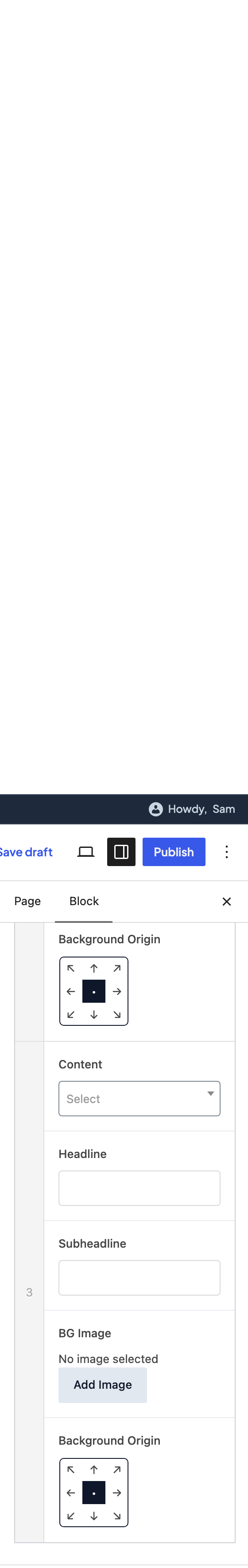 Pieces (repeater) setting in the block editor sidebar