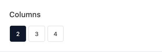 Columns setting in the block editor sidebar