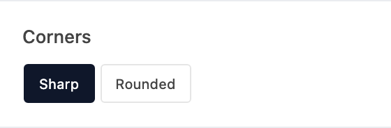 Corners setting in the block editor sidebar