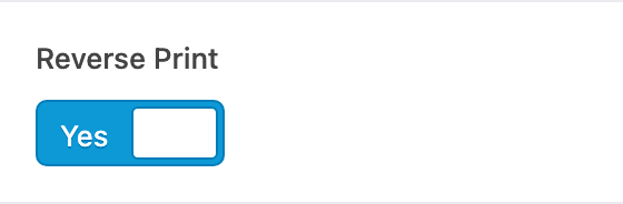 Reverse Print setting in the block editor sidebar