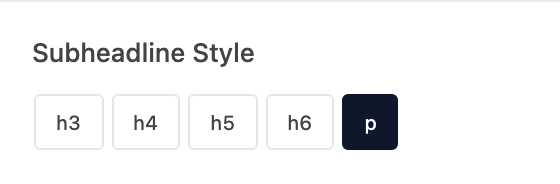 Subheadline Style setting in the block editor sidebar