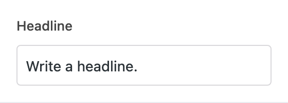Headline setting in the block editor sidebar