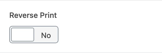 Reverse Print setting in the block editor sidebar