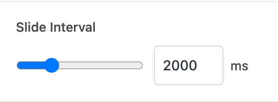 Slide Interval setting in the block editor sidebar