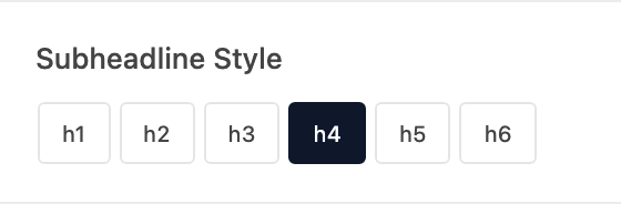 Subheadline Style setting in the block editor sidebar