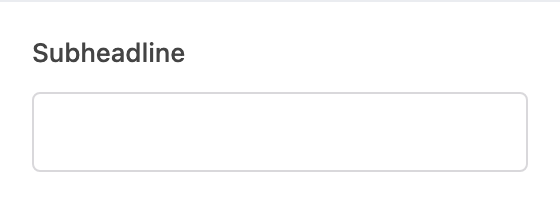 Subheadline setting in the block editor sidebar