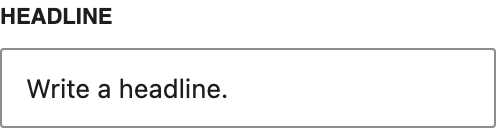Headline setting in the block editor sidebar