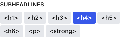 Subheadlines setting in the block editor sidebar