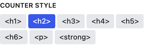 Counter Style setting in the block editor sidebar
