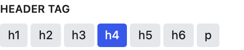 Header Tag setting in the block editor sidebar