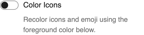 Color Icons setting in the block editor sidebar