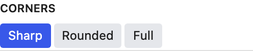 Corners setting in the block editor sidebar