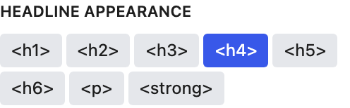 Headline Appearance setting in the block editor sidebar