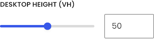 Desktop Height (VH) setting in the block editor sidebar