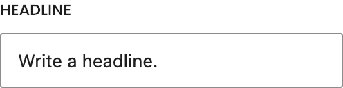Headline setting in the block editor sidebar