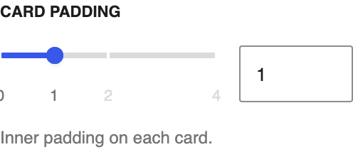 Card Padding setting in the block editor sidebar