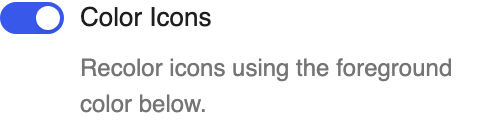 Color Icons setting in the block editor sidebar