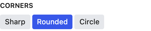 Corners setting in the block editor sidebar
