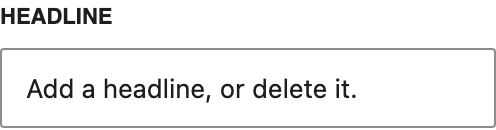 Headline setting in the block editor sidebar