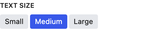 Text Size setting in the block editor sidebar