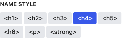 Name Style setting in the block editor sidebar