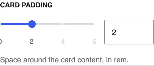 Card Padding setting in the block editor sidebar