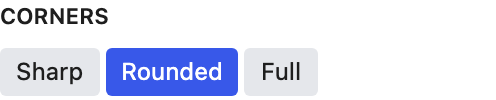 Corners setting in the block editor sidebar