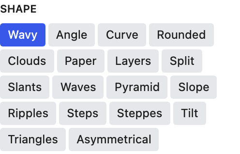 Shape setting in the block editor sidebar