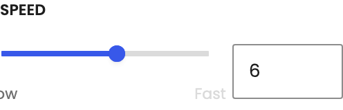 Speed setting in the block editor sidebar