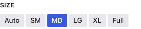 Size setting in the block editor sidebar
