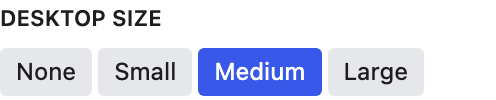 Desktop Size setting in the block editor sidebar