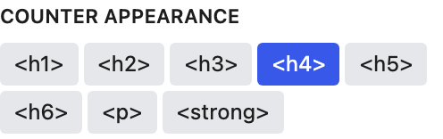 Counter Appearance setting in the block editor sidebar