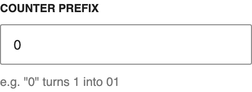 Counter Prefix setting in the block editor sidebar