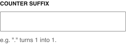 Counter Suffix setting in the block editor sidebar