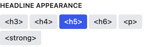 Headline Appearance setting in the block editor sidebar