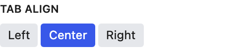Tab Align setting in the block editor sidebar