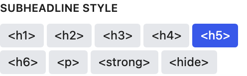 Subheadline Style setting in the block editor sidebar