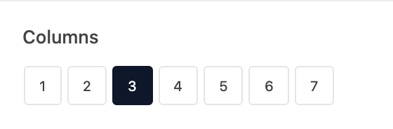 Columns setting in the block editor sidebar