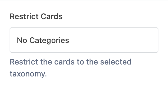 Restrict Cards setting in the block editor sidebar