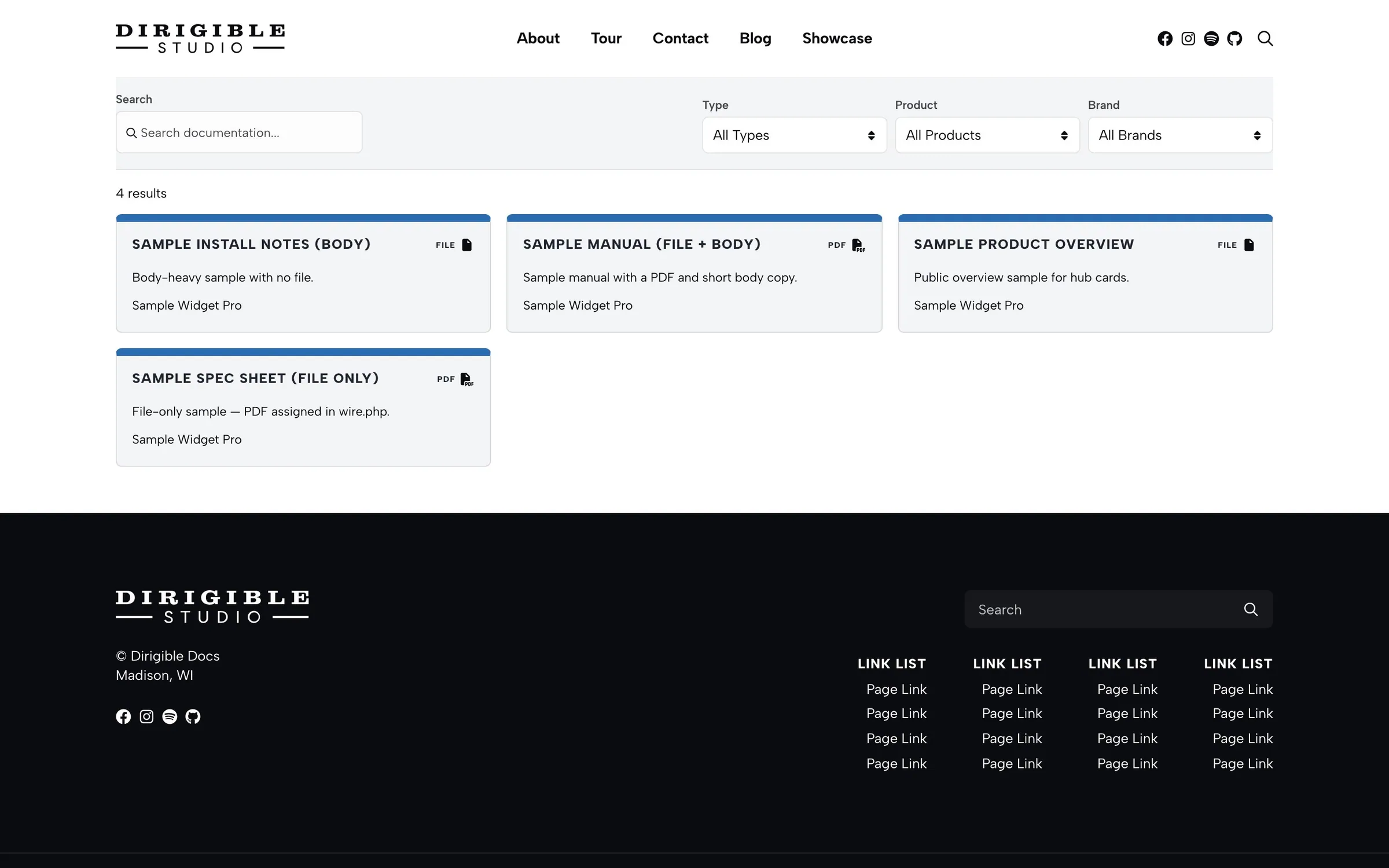 Documentation Explorer cards on the hub page.