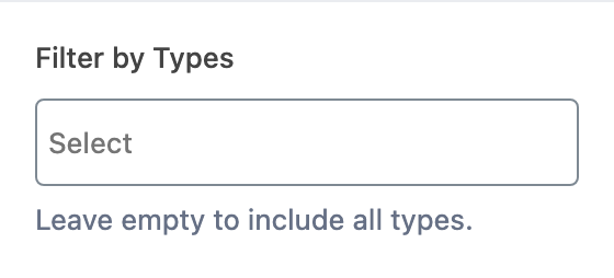 Filter by Types setting in the block editor sidebar