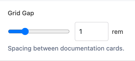 Grid Gap setting in the block editor sidebar