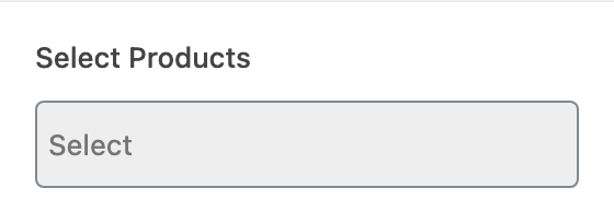 Select Products setting in the block editor sidebar